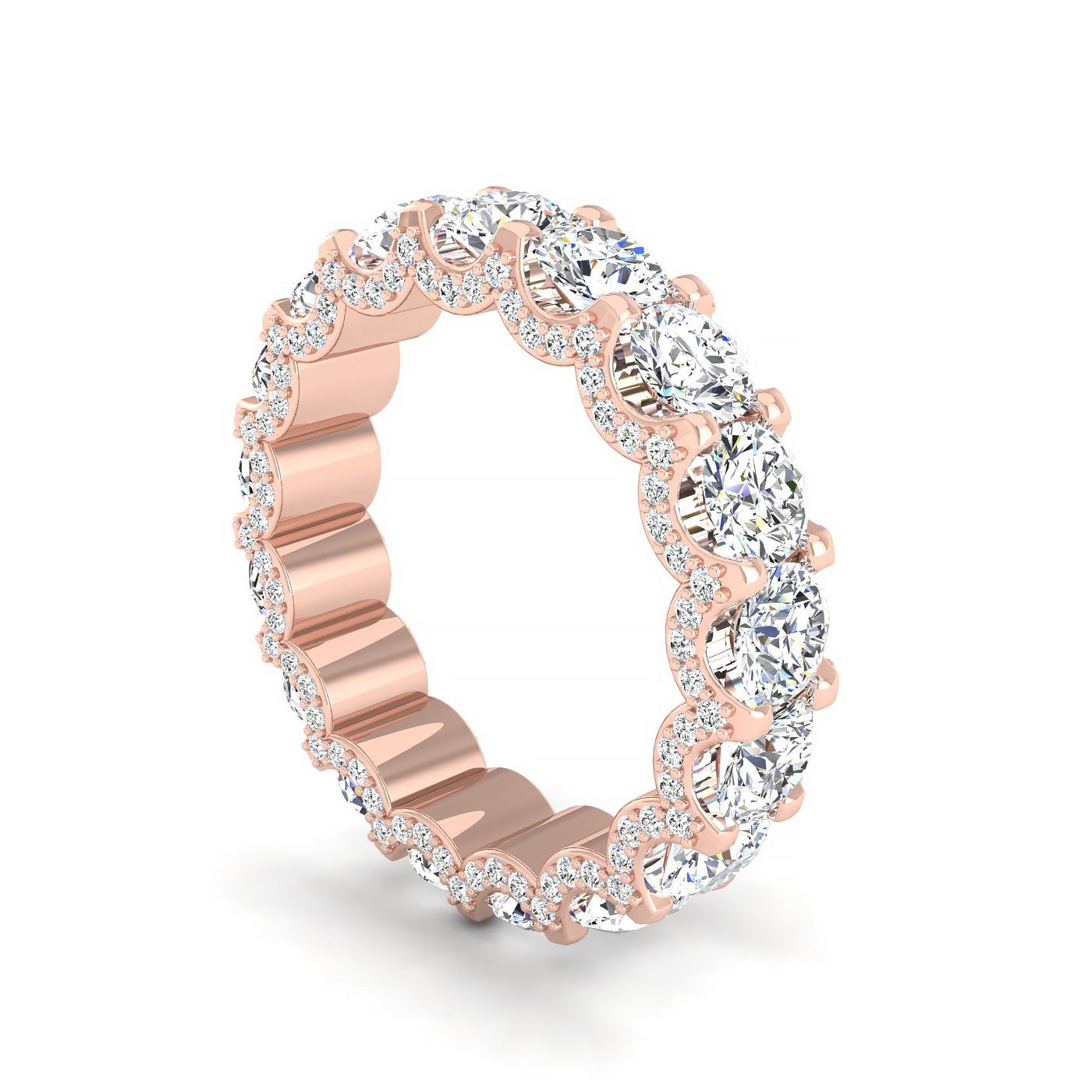 Round Shape Eternity Band with Pave Set Side Diamonds